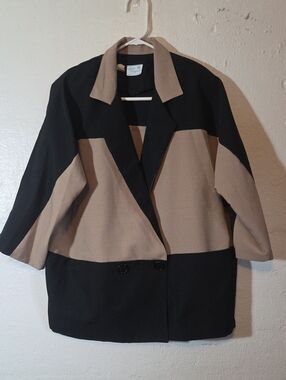 LORAC Black and Tan Colorblock Women's Blazer Vintage Size 18